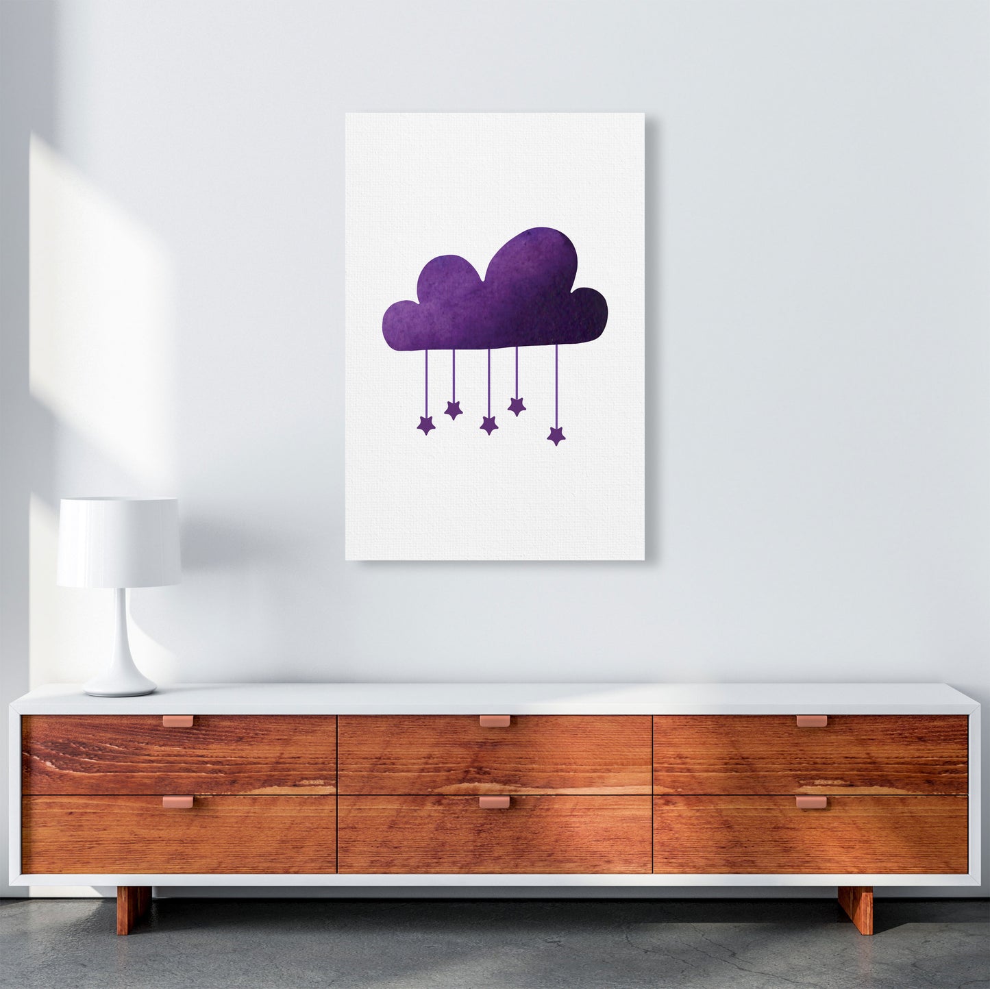 Purple Cloud Watercolour Modern Print A1 Canvas