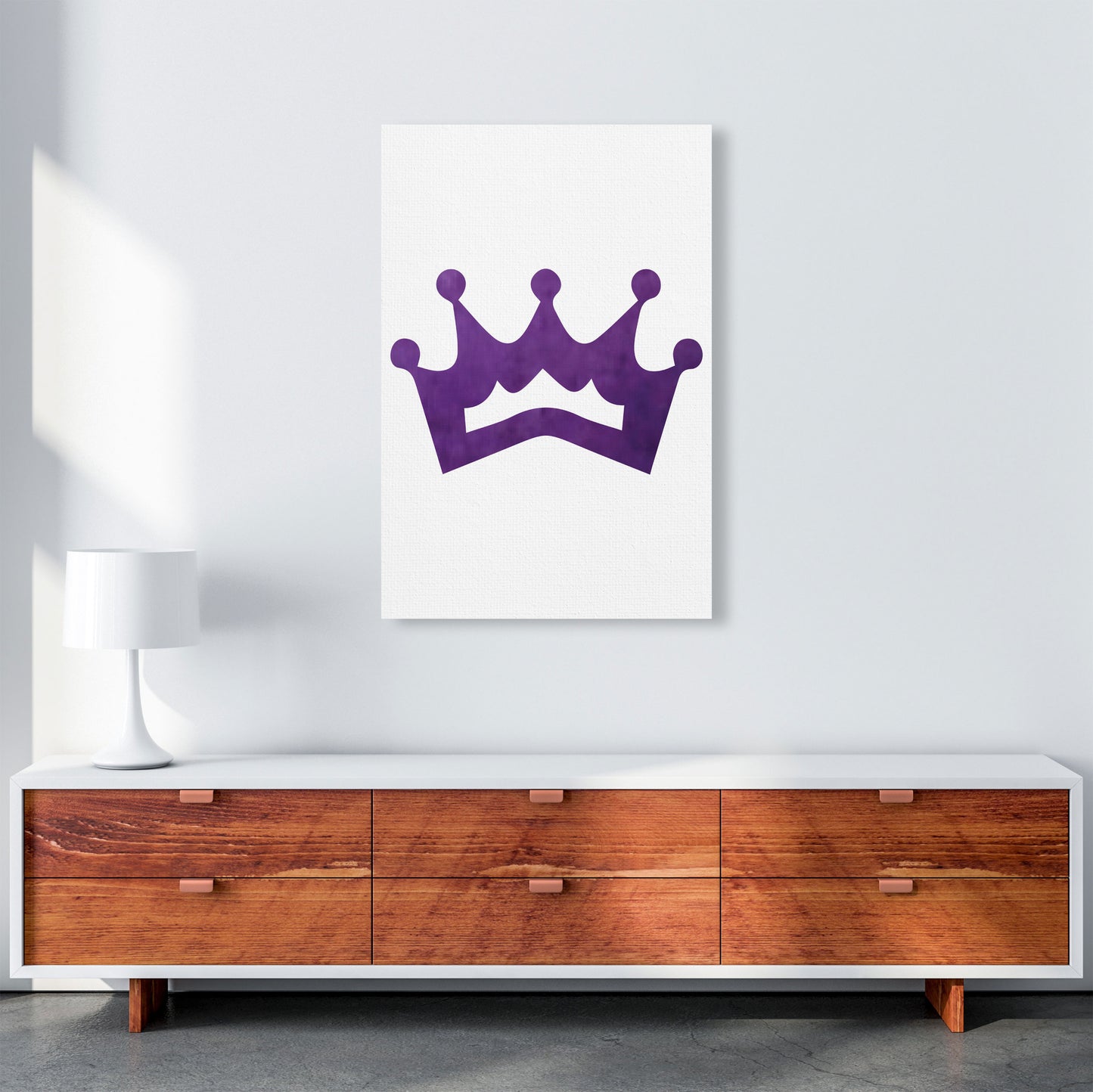 Purple Crown Watercolour Modern Print A1 Canvas