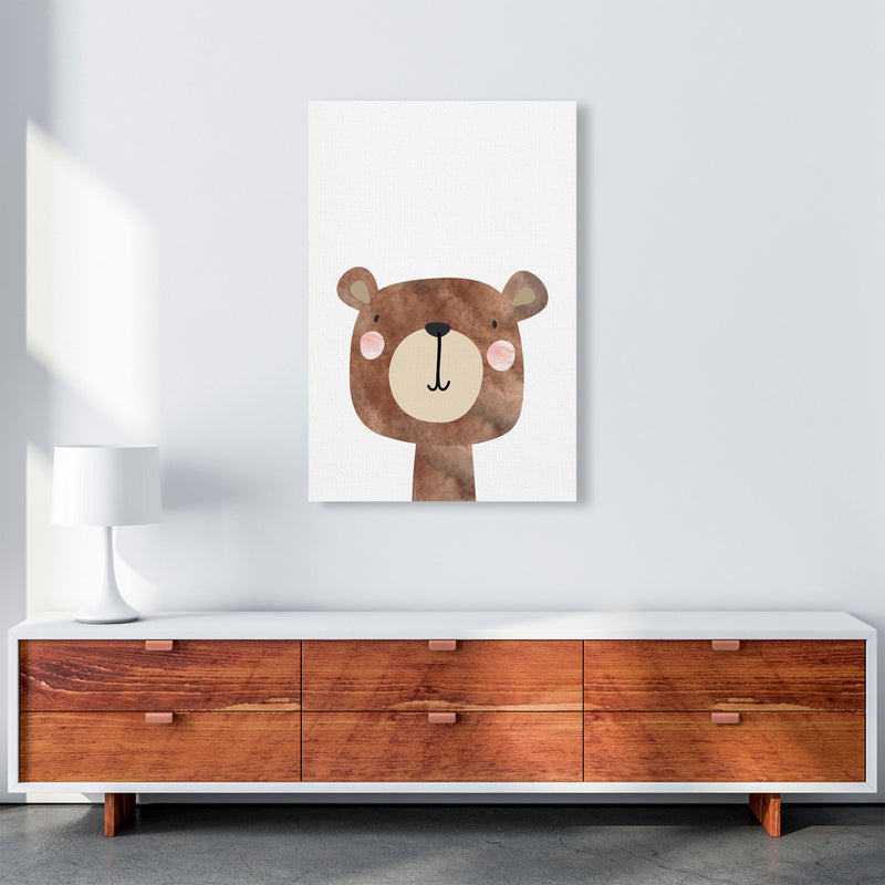 Scandi Brown Bear Watercolour Framed Nursey Wall Art Print A1 Canvas