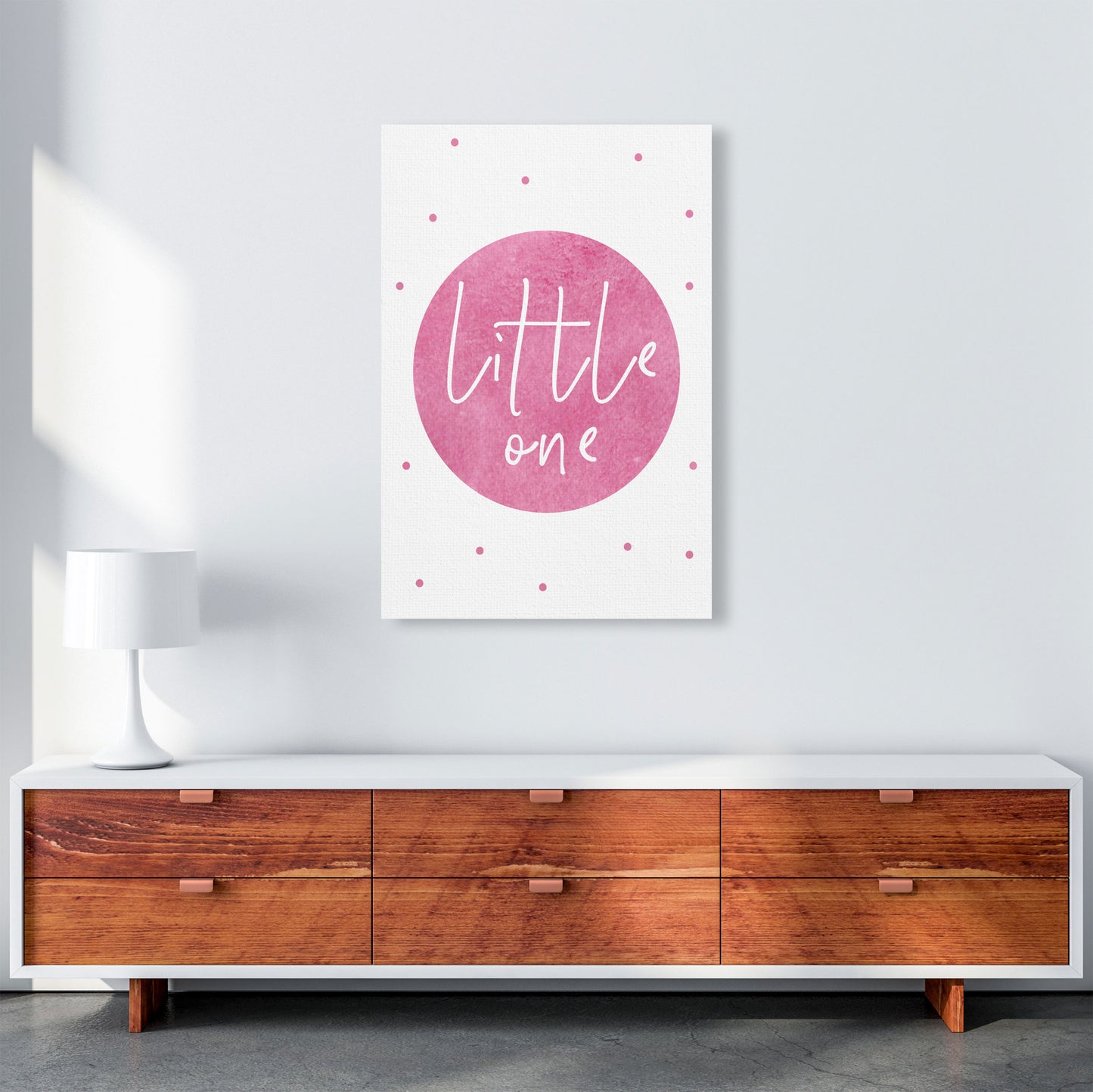 Little One Pink Watercolour Modern Print A1 Canvas