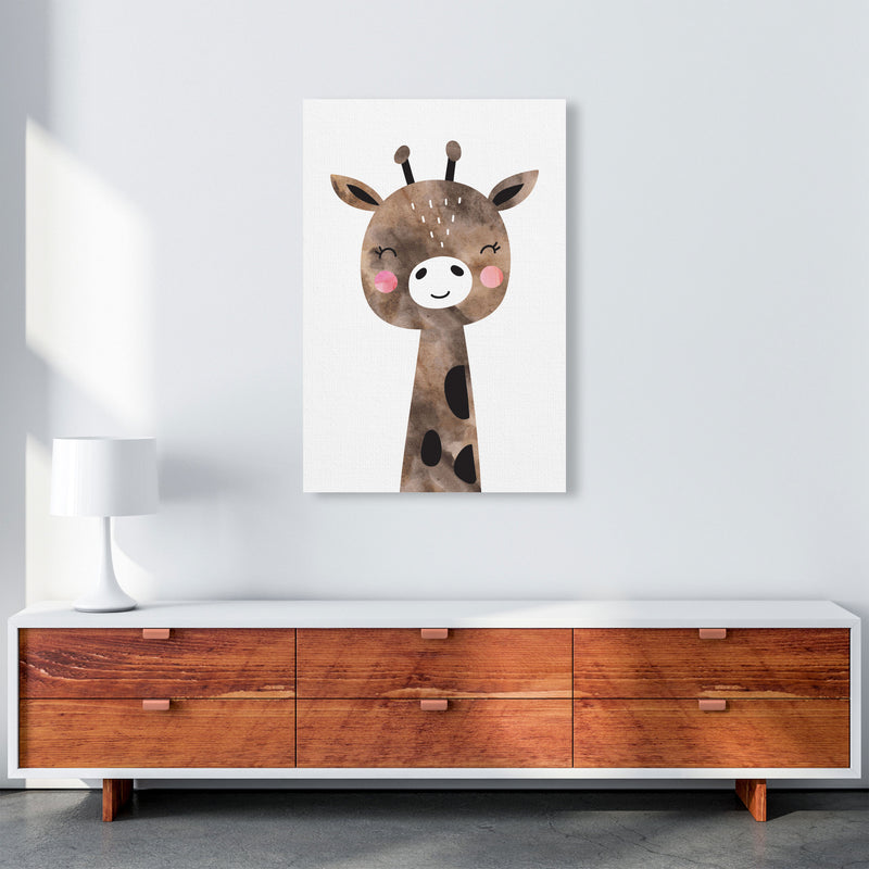 Scandi Brown Giraffe Watercolour Framed Nursey Wall Art Print A1 Canvas