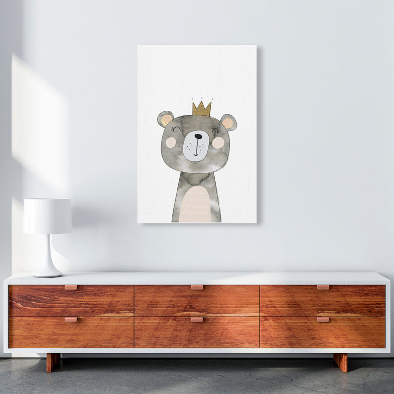 Scandi Grey Bear Watercolour Framed Nursey Wall Art Print A1 Canvas