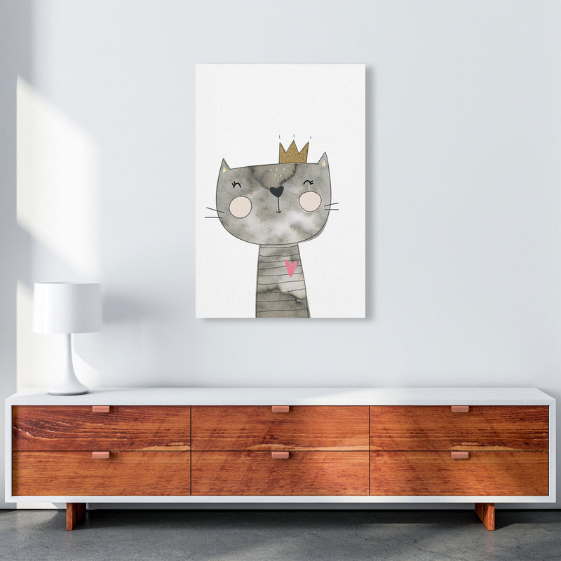 Scandi Grey Cat Watercolour Framed Nursey Wall Art Print A1 Canvas
