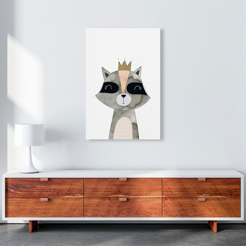 Scandi Grey Raccoon Watercolour Framed Nursey Wall Art Print A1 Canvas