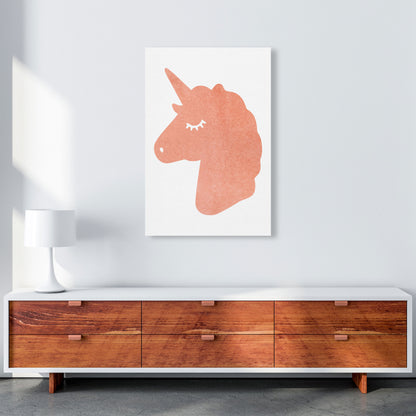 Unicorn Peach Silhouette Watercolour Modern Print A1 Canvas