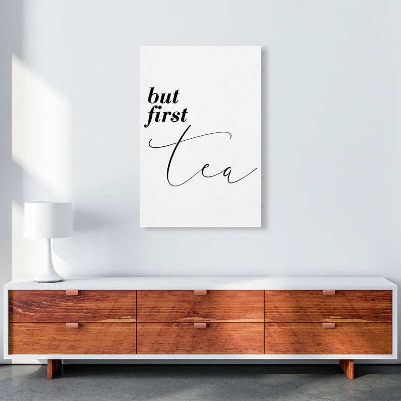 But First Tea Modern Print, Framed Kitchen Wall Art A1 Canvas
