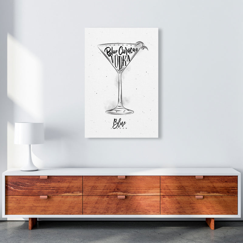 Blue Lagoon Cocktail Modern Print, Framed Kitchen Wall Art A1 Canvas