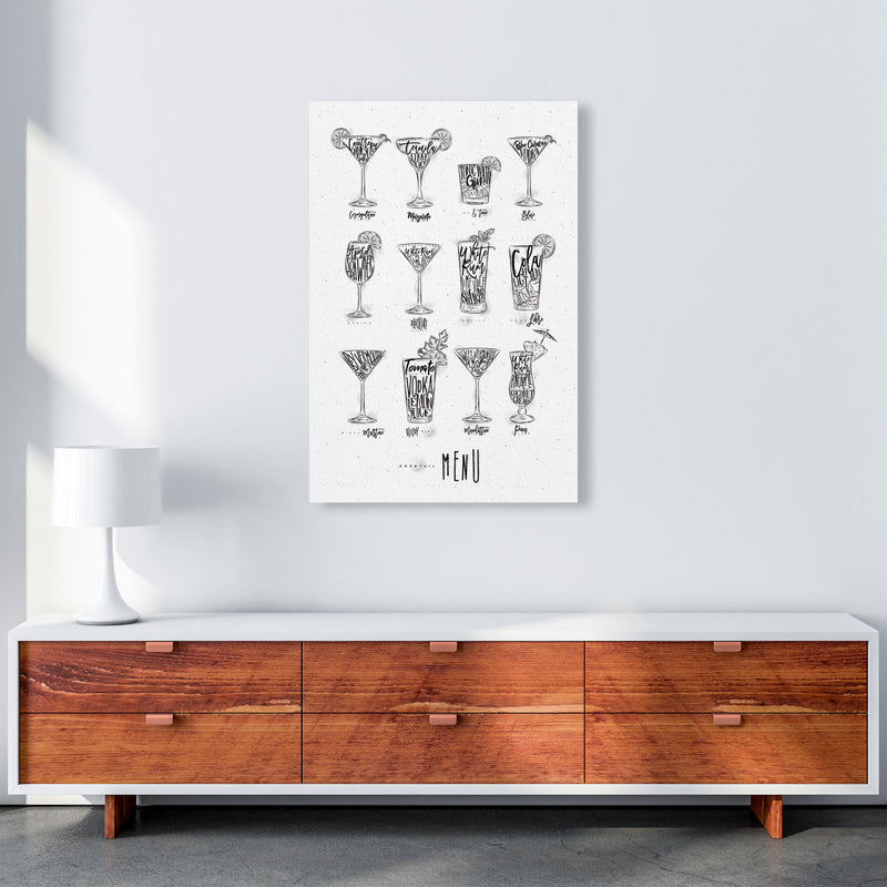 Cocktails Menu Modern Print, Framed Kitchen Wall Art A1 Canvas