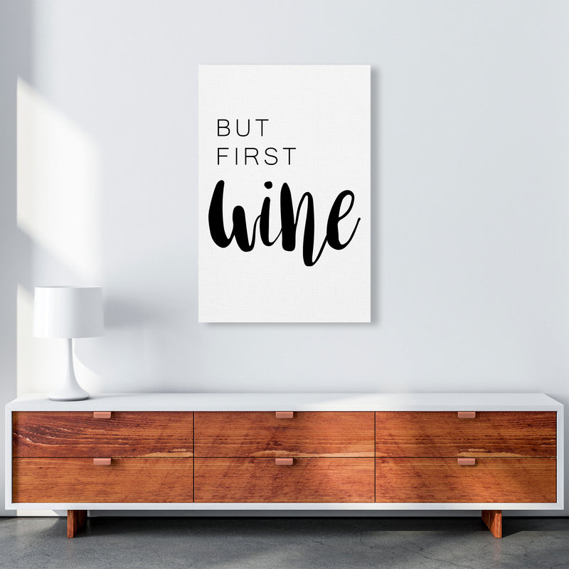 But First Wine Modern Print, Framed Kitchen Wall Art A1 Canvas