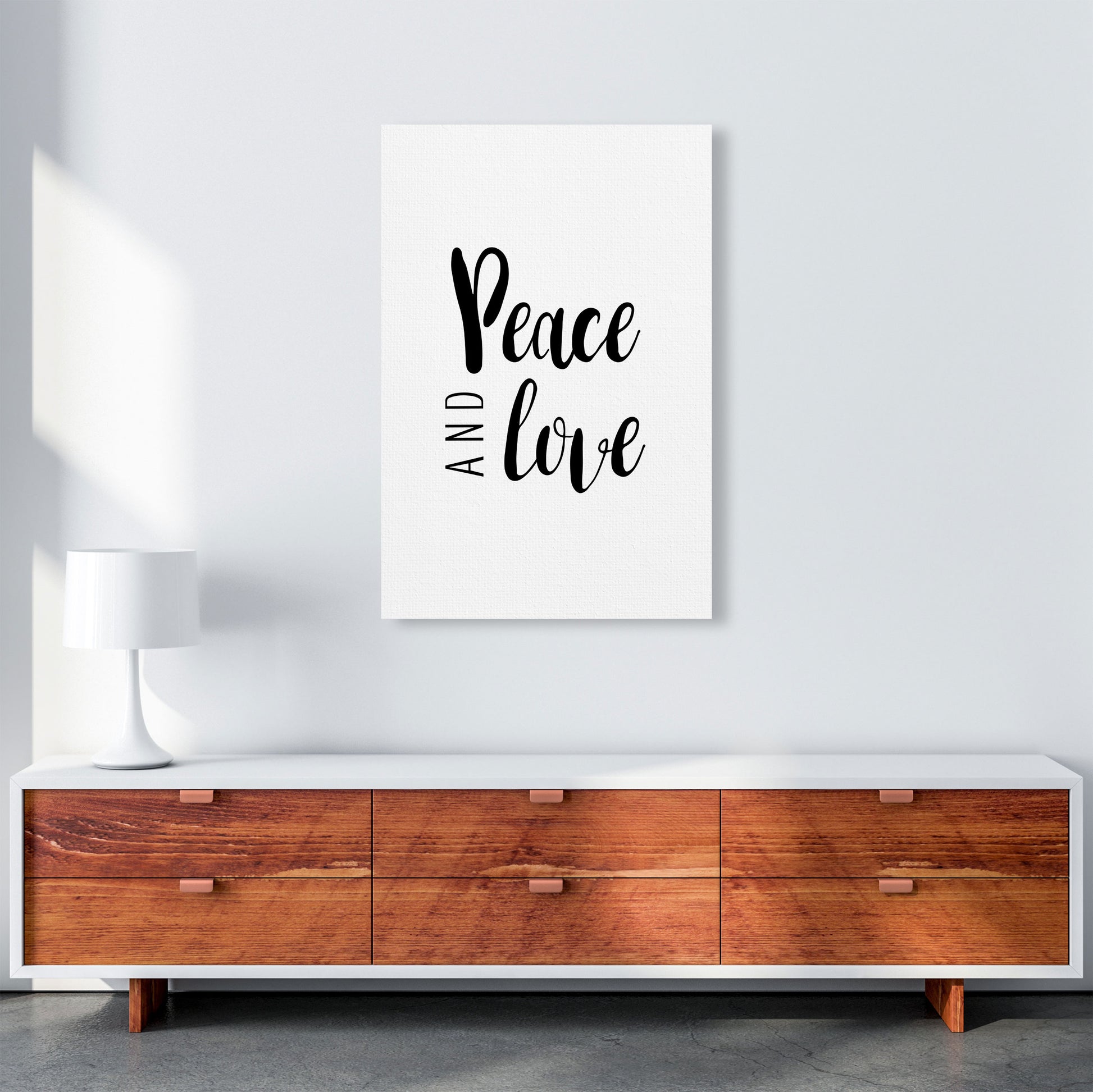 Peace And Love Framed Typography Wall Art Print A1 Canvas