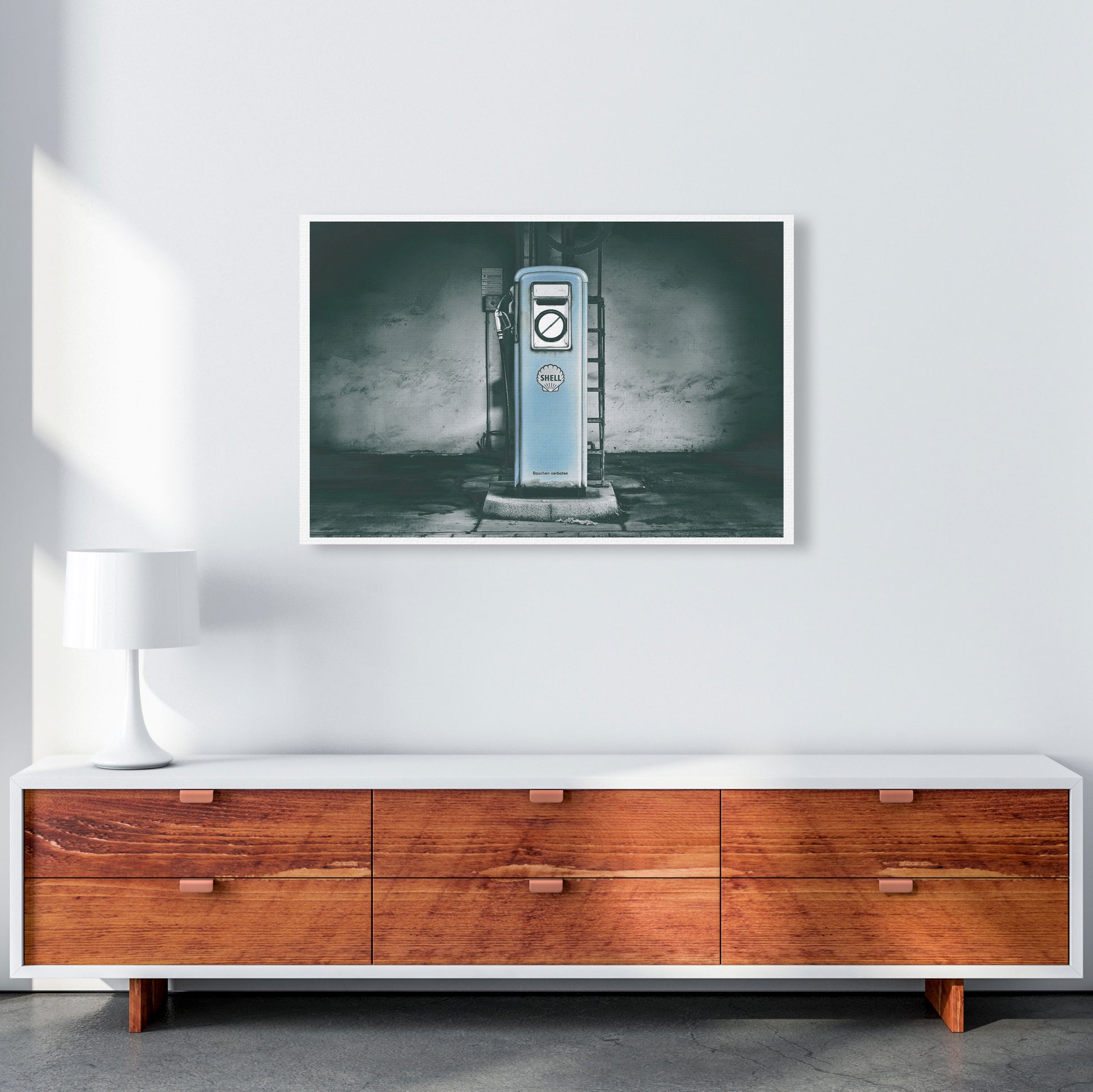 Little Blue Gas Pump Modern Print A1 Canvas
