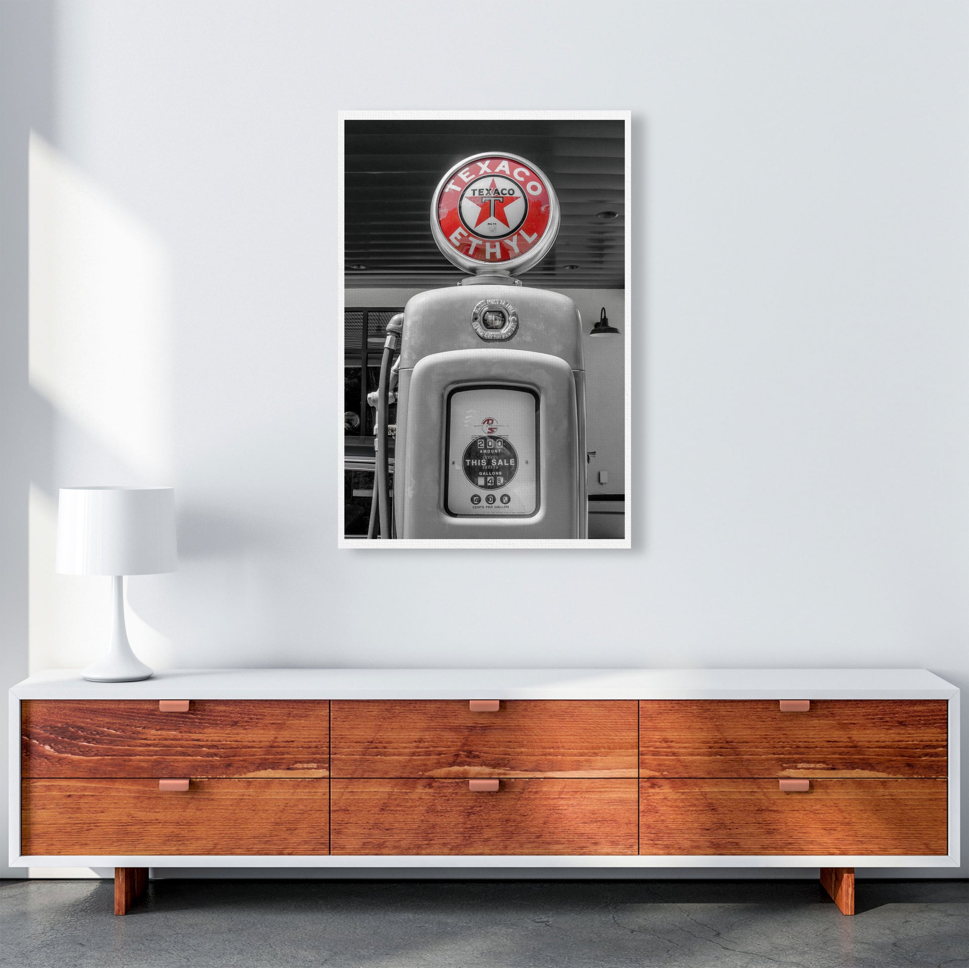 Texaco Gas Pump Modern Print A1 Canvas