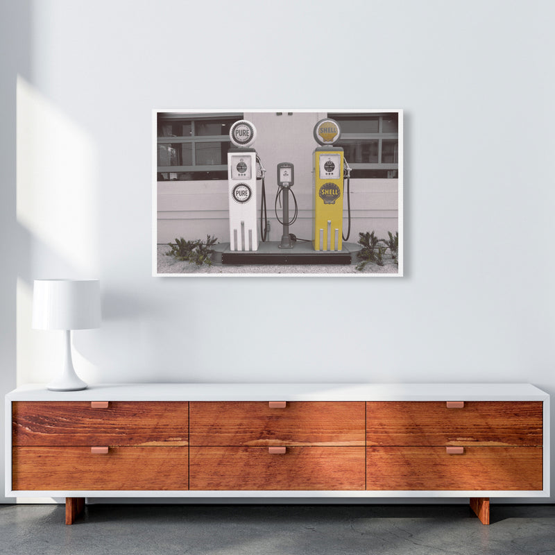 Vintage Shell Yellow Gas Pump Modern Print A1 Canvas