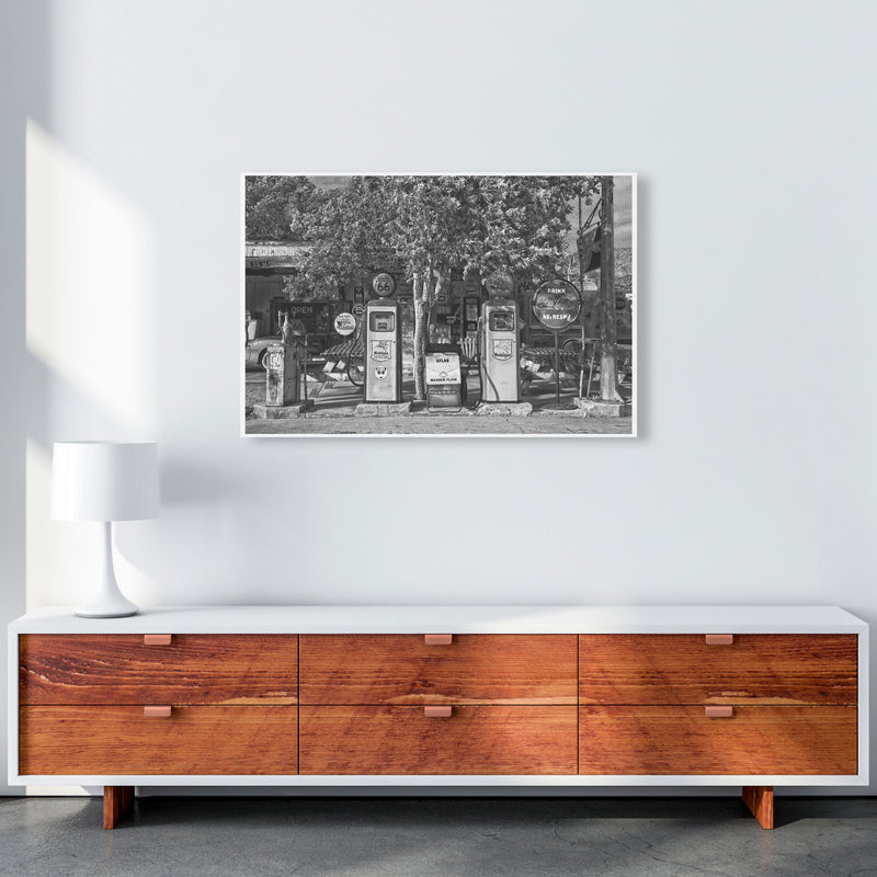 Retro Black And White Gas Pumps Modern Print A1 Canvas