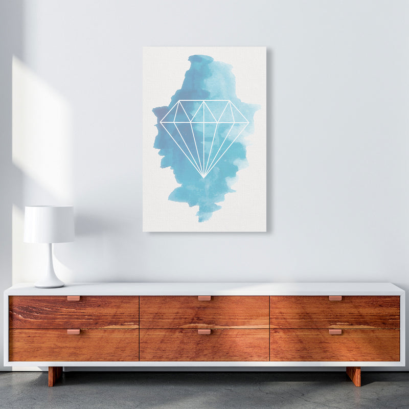 Geo Diamond Blue Watercolour Modern Print A1 Canvas