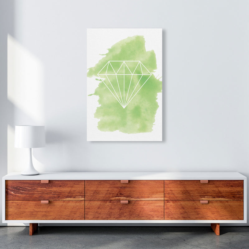 Geo Diamond Green Watercolour Modern Print A1 Canvas
