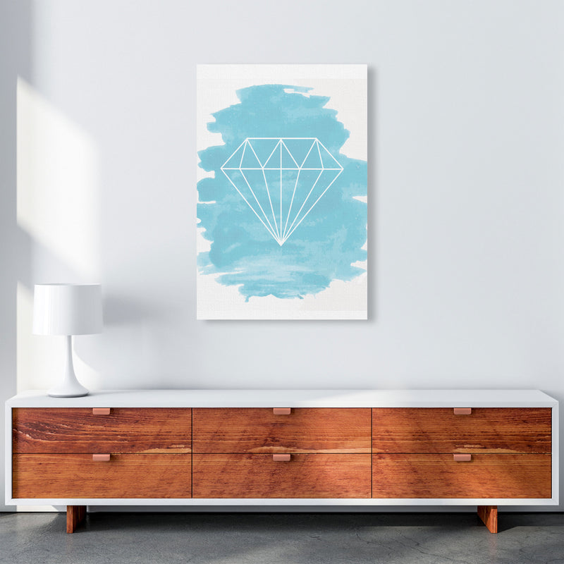 Geo Diamond Light Blue Watercolour Modern Print A1 Canvas