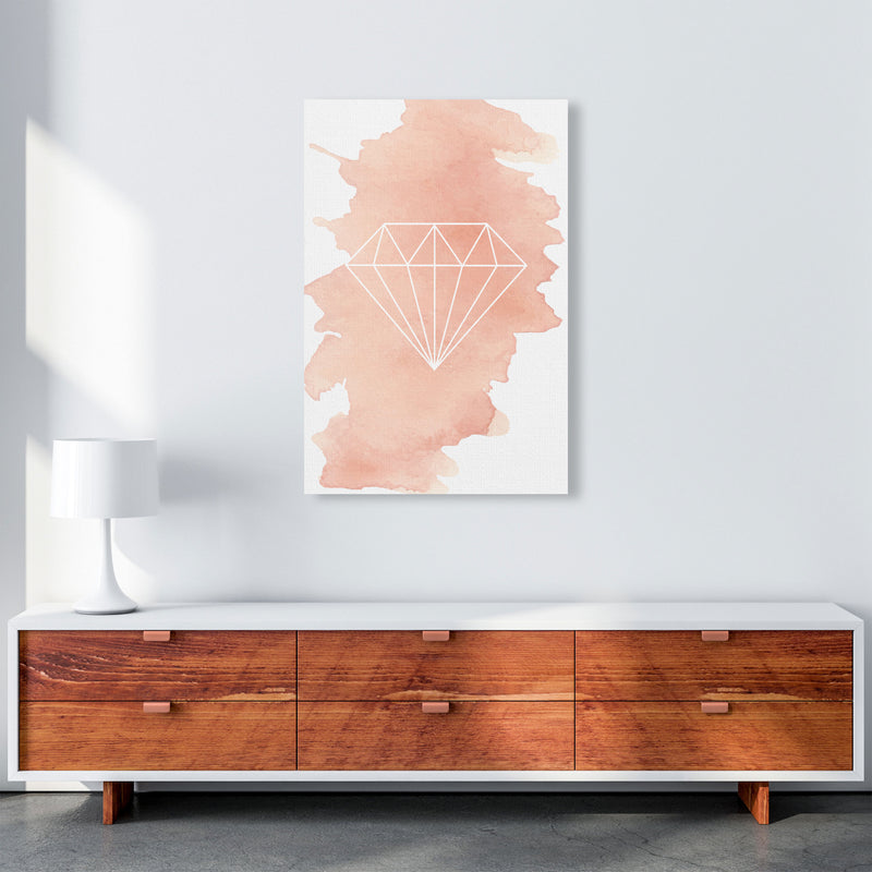 Geo Diamond Peach Watercolour Modern Print A1 Canvas