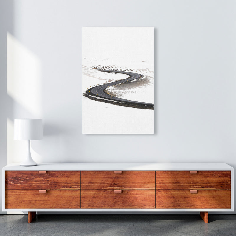 Snowy Road Pass Modern Print A1 Canvas
