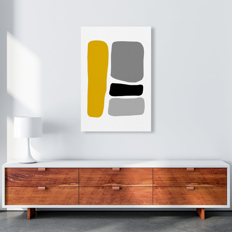 Mustard And Black Abstract Stones 1 Art Print by Pixy Paper A1 Canvas