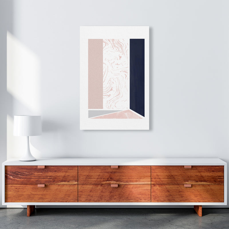 Navy And Marble Pink 2 Art Print by Pixy Paper A1 Canvas