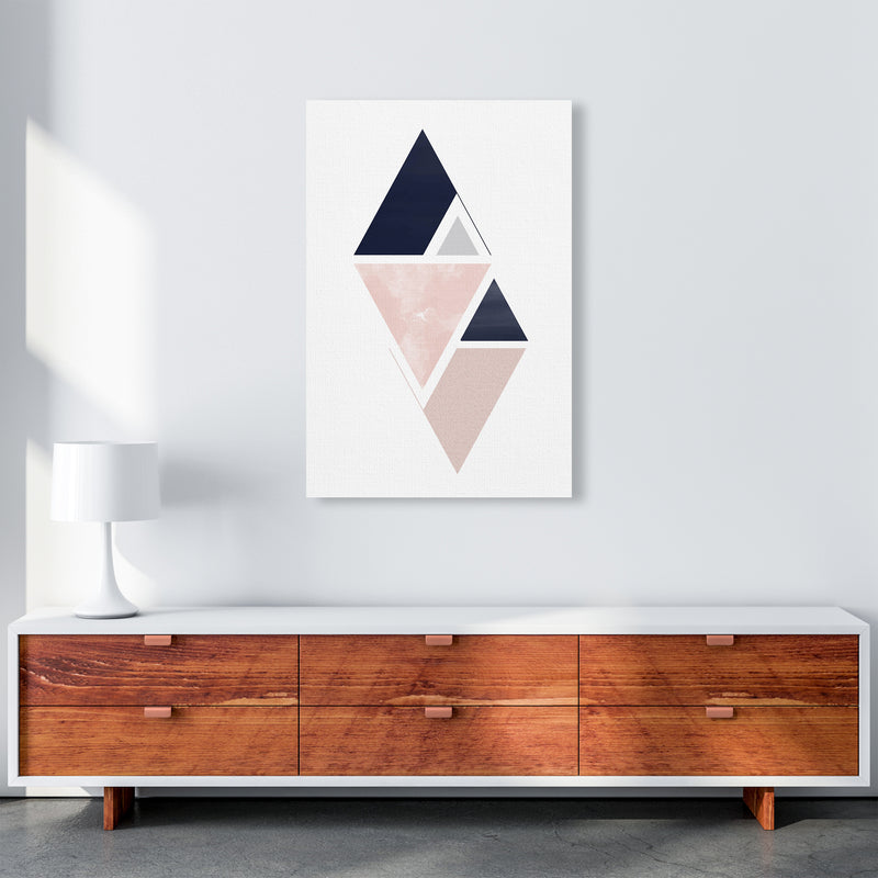 Navy And Marble Pink 3 Art Print by Pixy Paper A1 Canvas