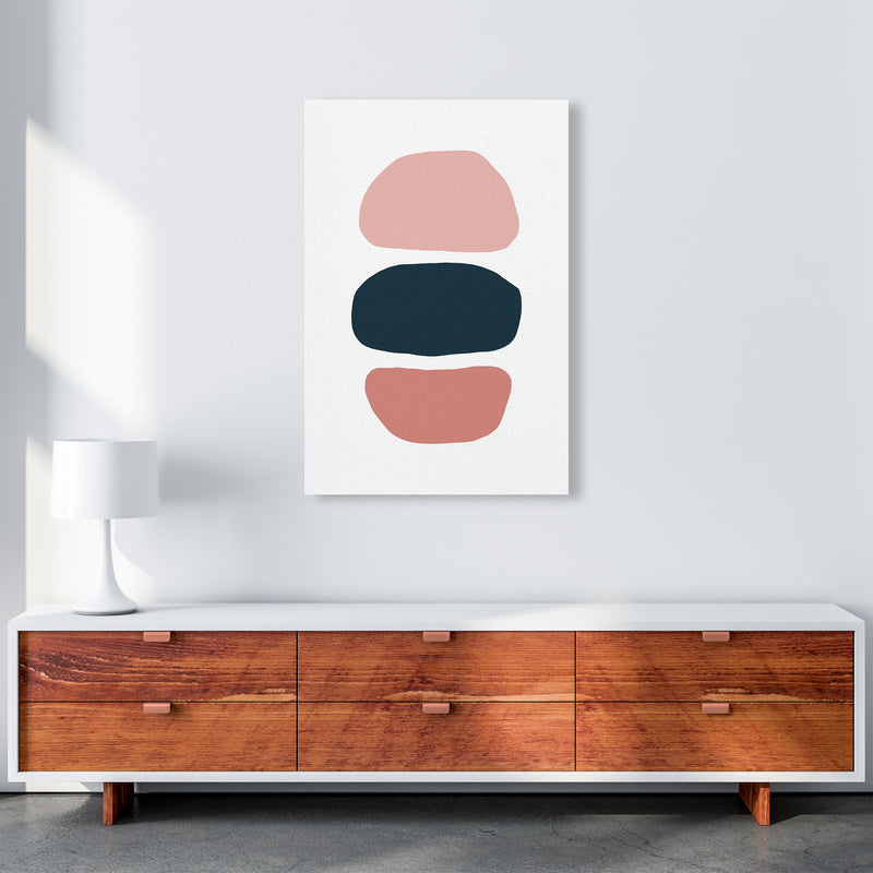 Pink And Navy Abstract Stones 1 Art Print by Pixy Paper A1 Canvas