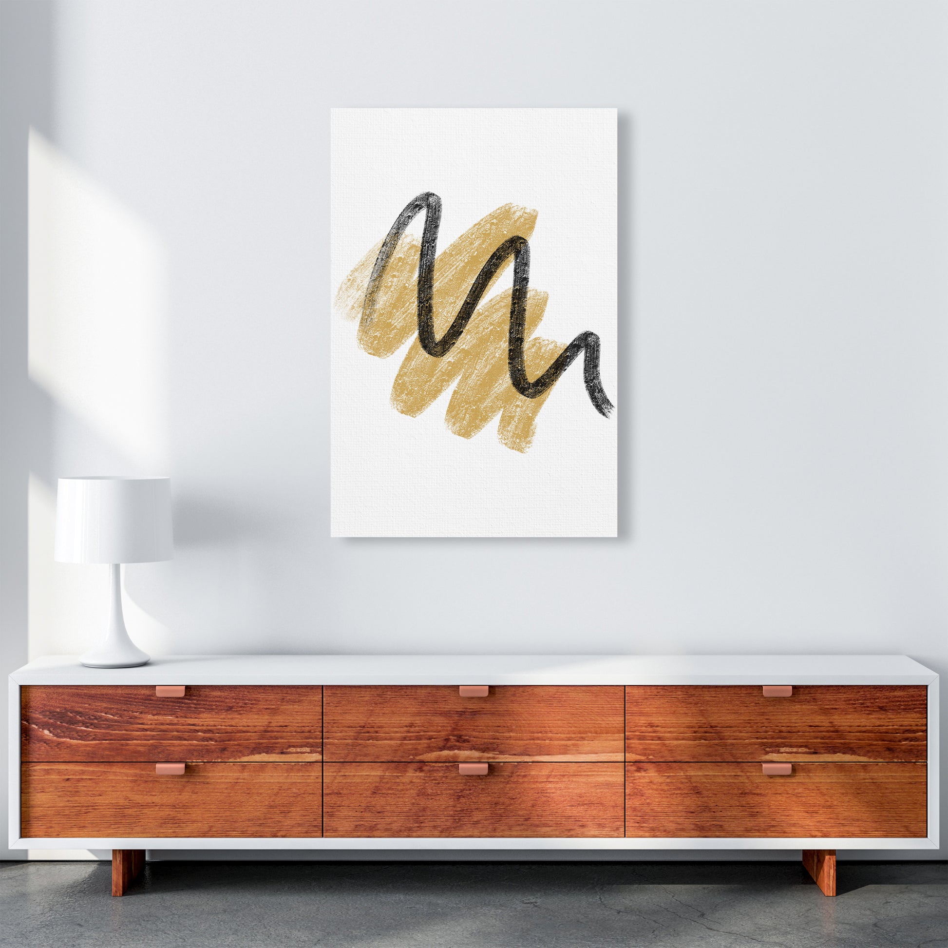 Dalia Chalk Gold And Black Scribbles  Art Print by Pixy Paper A1 Canvas