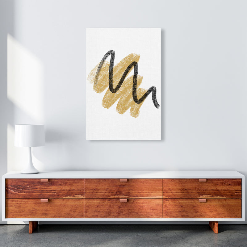 Dalia Chalk Gold And Black Scribbles  Art Print by Pixy Paper A1 Canvas