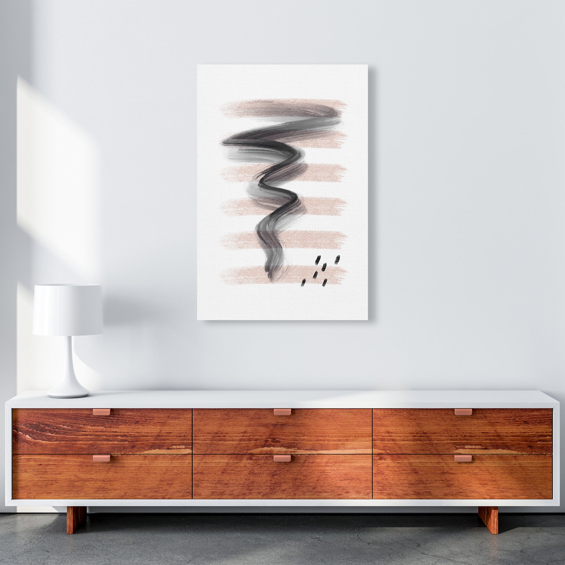 Dalia Chalk Pink Lines Black Storm  Art Print by Pixy Paper A1 Canvas