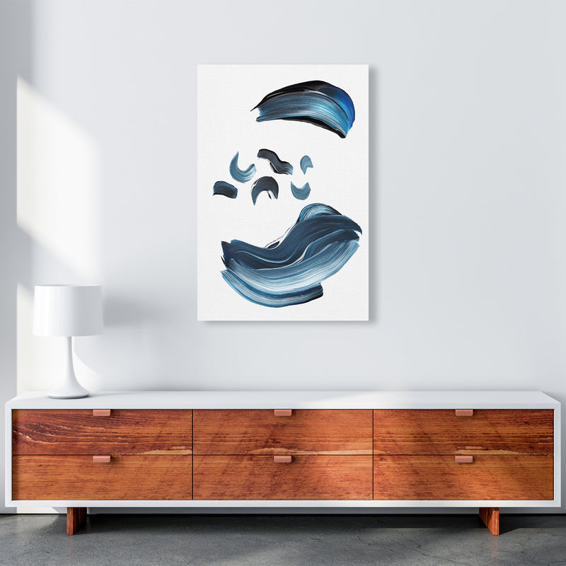Dark Blue And Grey Paint Strokes  Art Print by Pixy Paper A1 Canvas