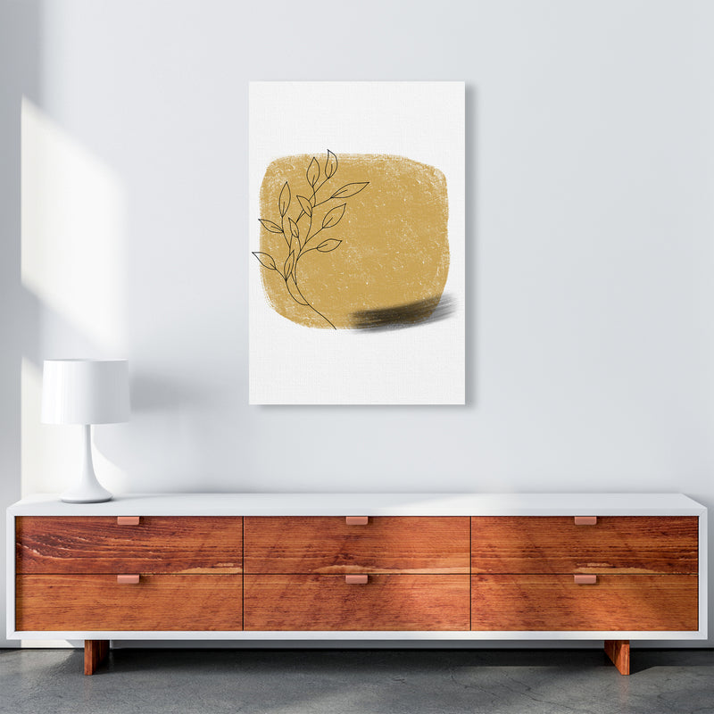 Dalia Chalk Gold Floral Square  Art Print by Pixy Paper A1 Canvas