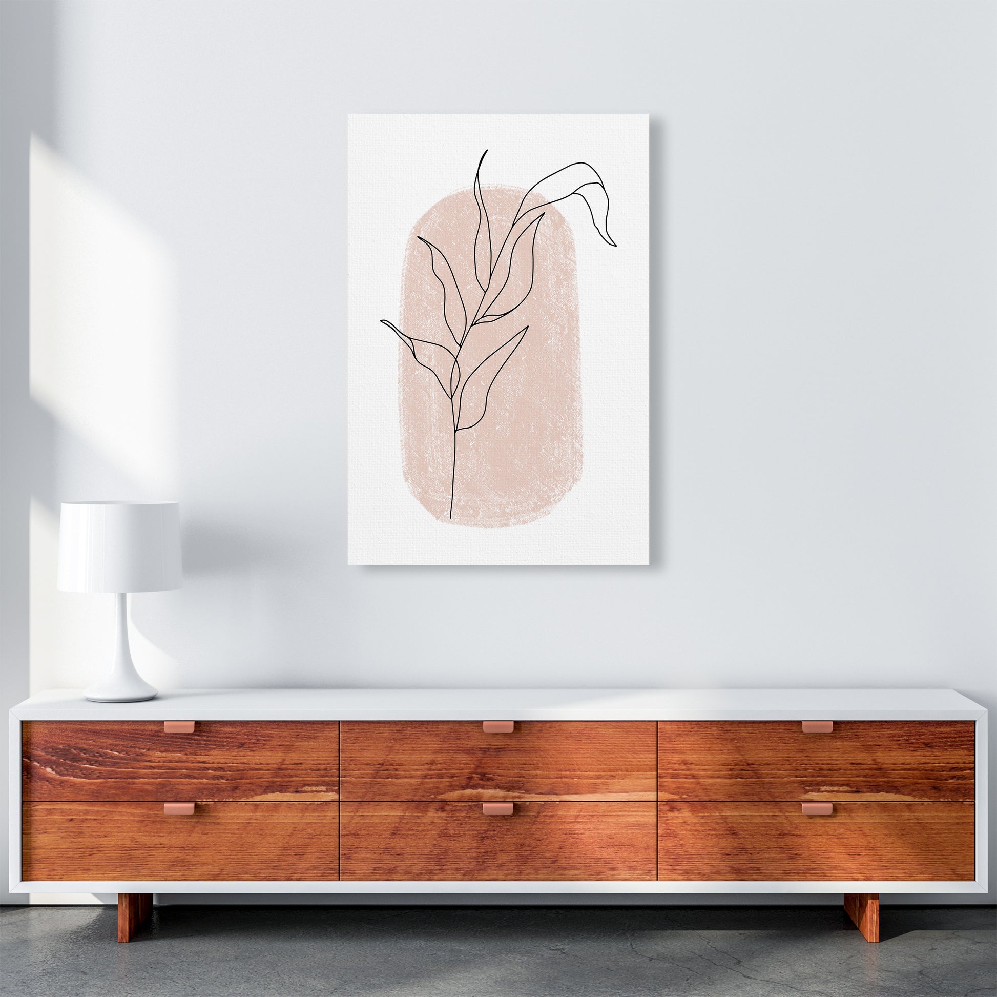 Dalia Chalk Pink Floral Leaf  Art Print by Pixy Paper A1 Canvas