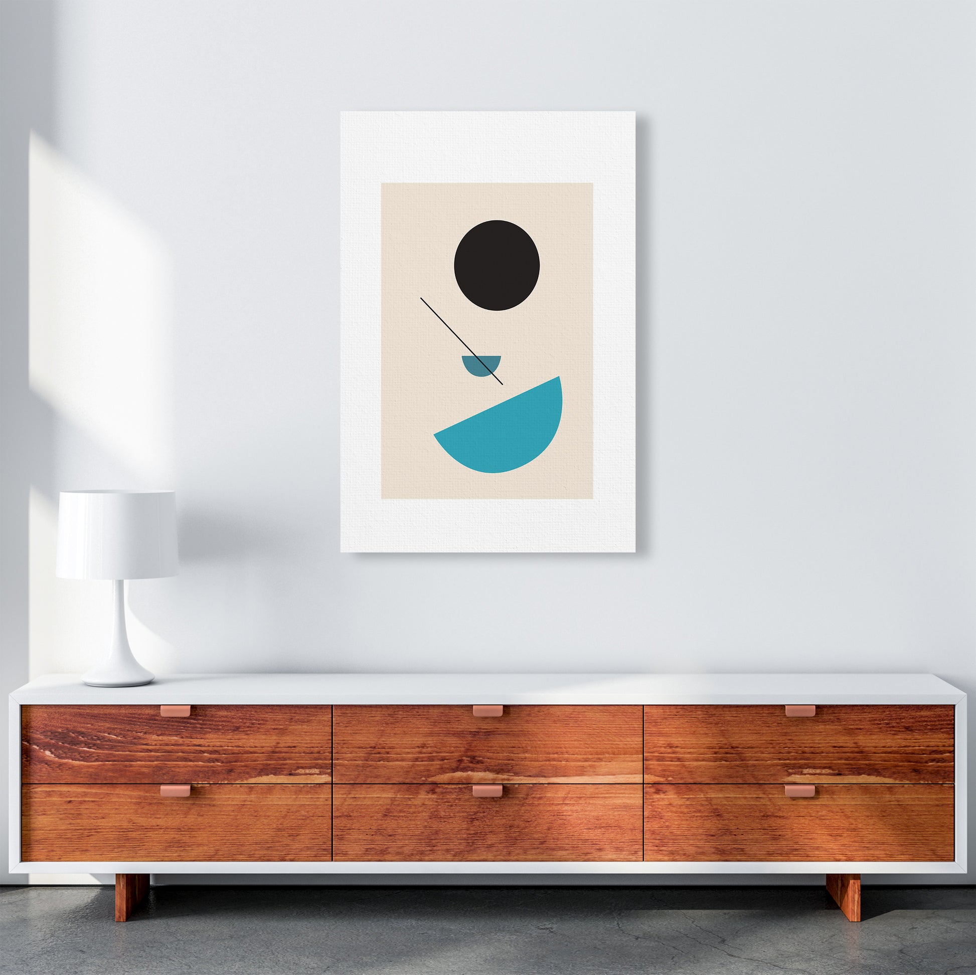Mita Teal Abstract Shapes N2  Art Print by Pixy Paper A1 Canvas