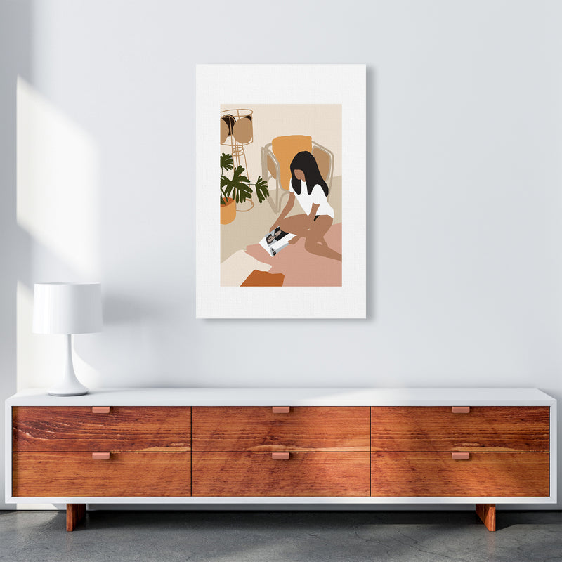 Mica Girl With Magazine N4  Art Print by Pixy Paper A1 Canvas