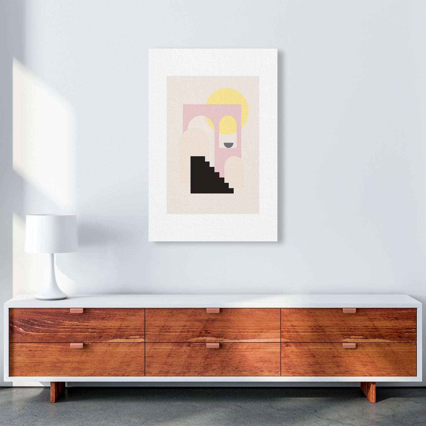 Mila Pink Stairs To Sun N6  Art Print by Pixy Paper A1 Canvas