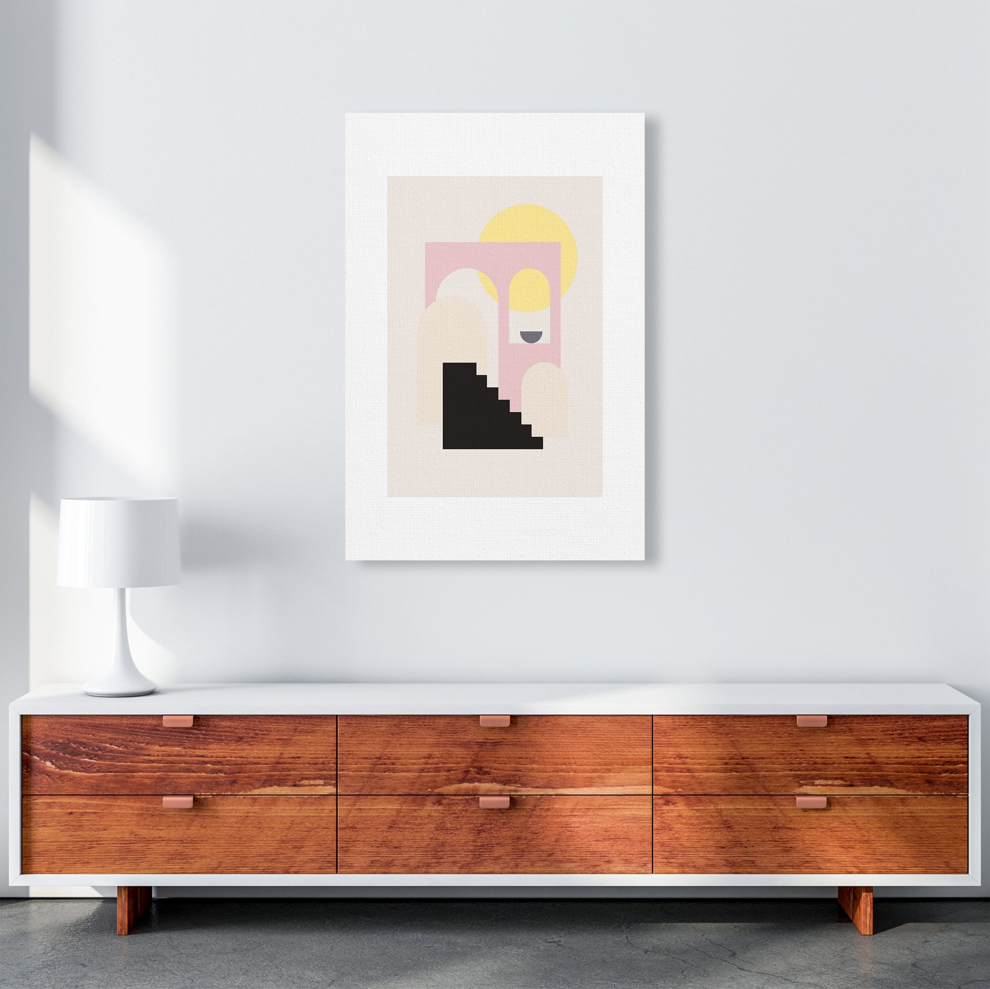 Mila Pink Stairs To Sun N6  Art Print by Pixy Paper A1 Canvas