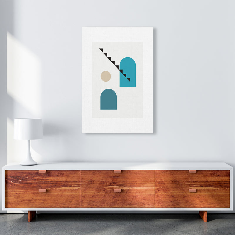 Mita Teal Stairs Left N3  Art Print by Pixy Paper A1 Canvas