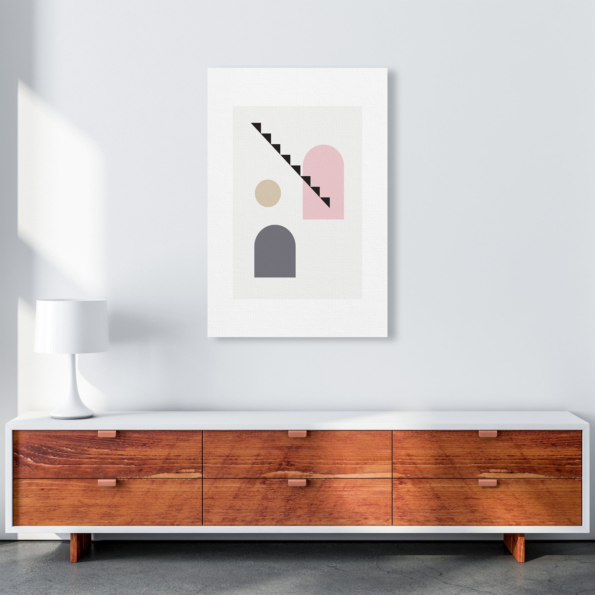 Mila Pink Stairs Left N4  Art Print by Pixy Paper A1 Canvas