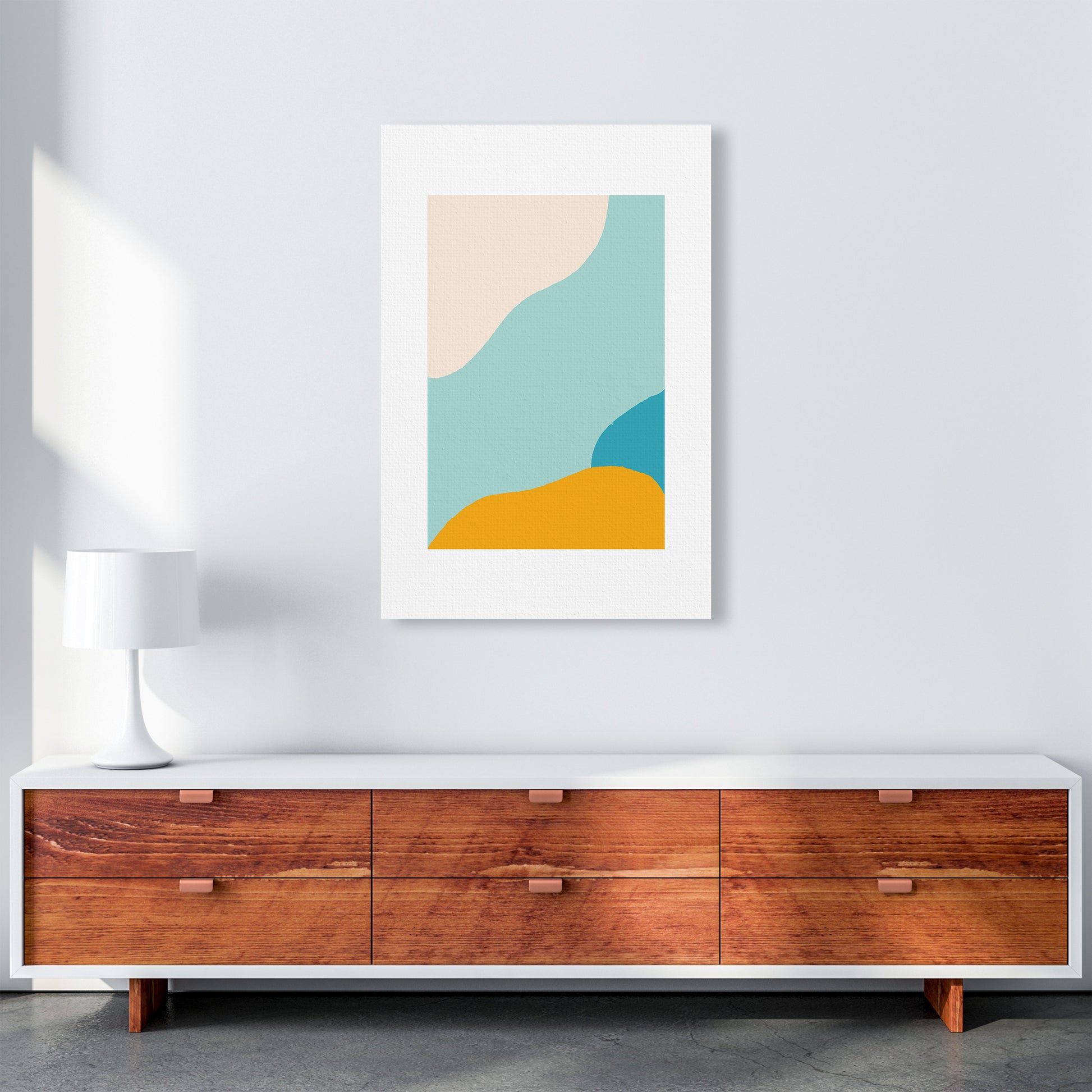 Mita Teal Abstract N18  Art Print by Pixy Paper A1 Canvas