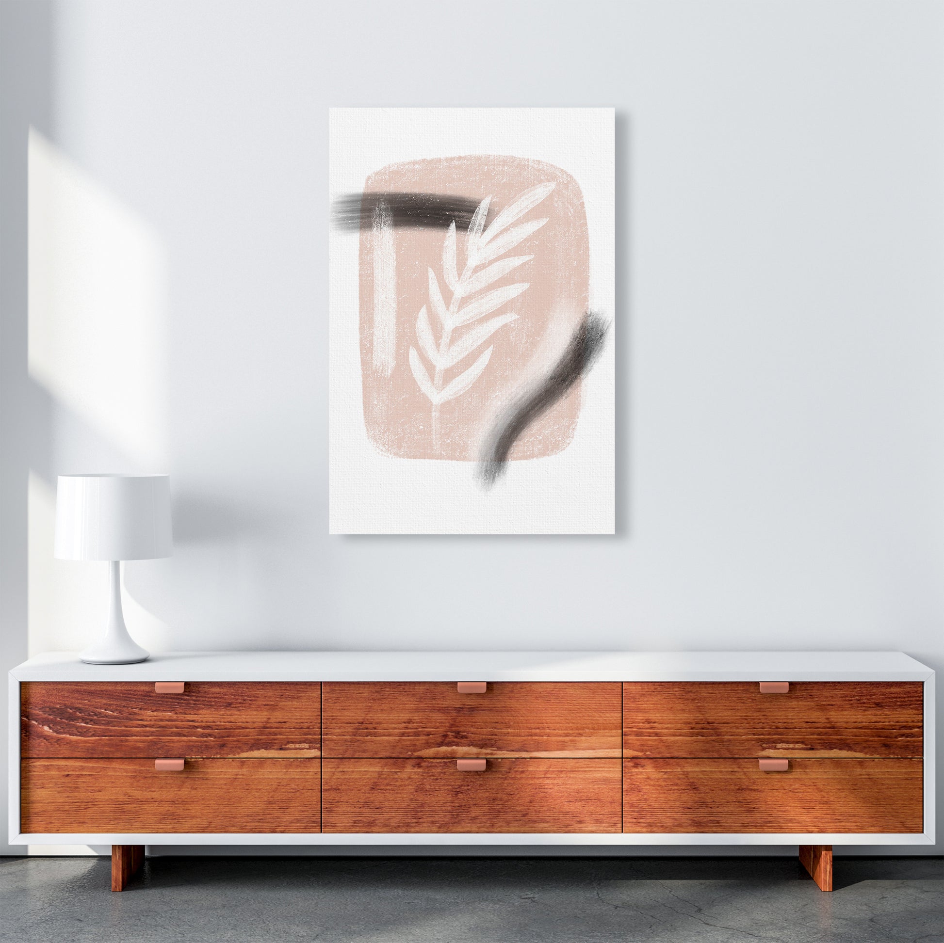 Dalia Chalk White Leaf  Art Print by Pixy Paper A1 Canvas