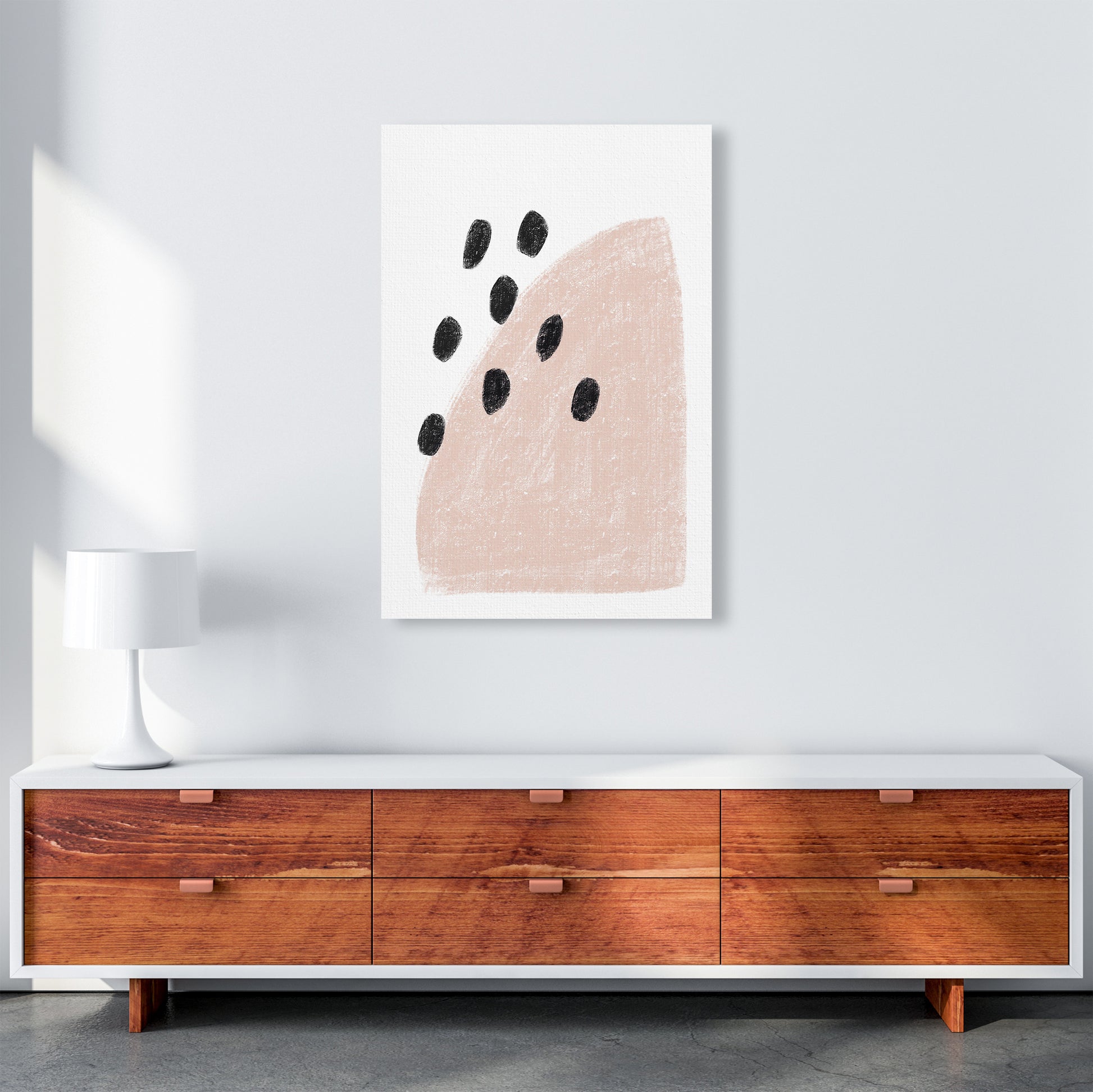 Dalia Chalk Pink Polka  Art Print by Pixy Paper A1 Canvas