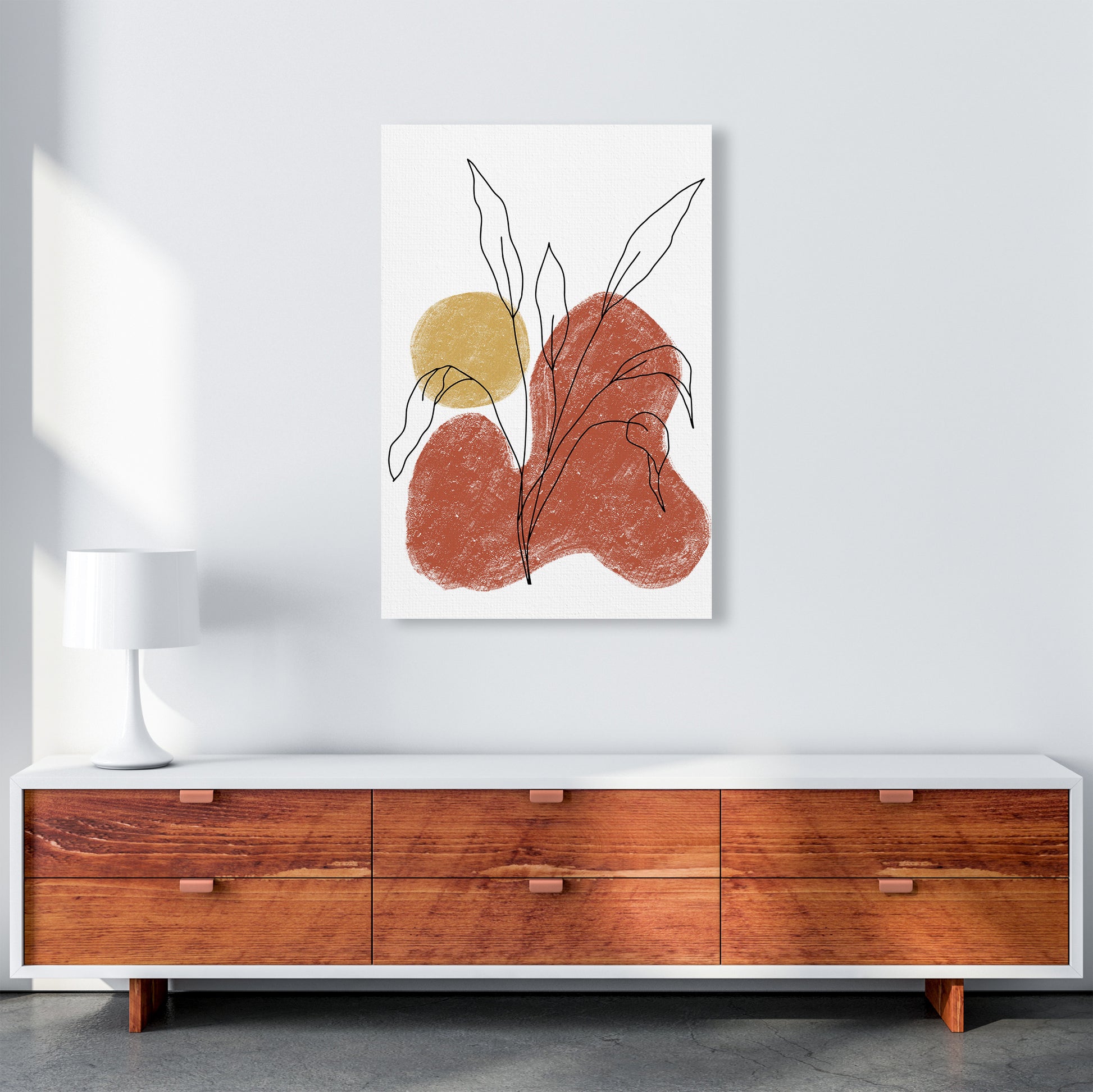 Dalia Chalk Red Floral  Art Print by Pixy Paper A1 Canvas