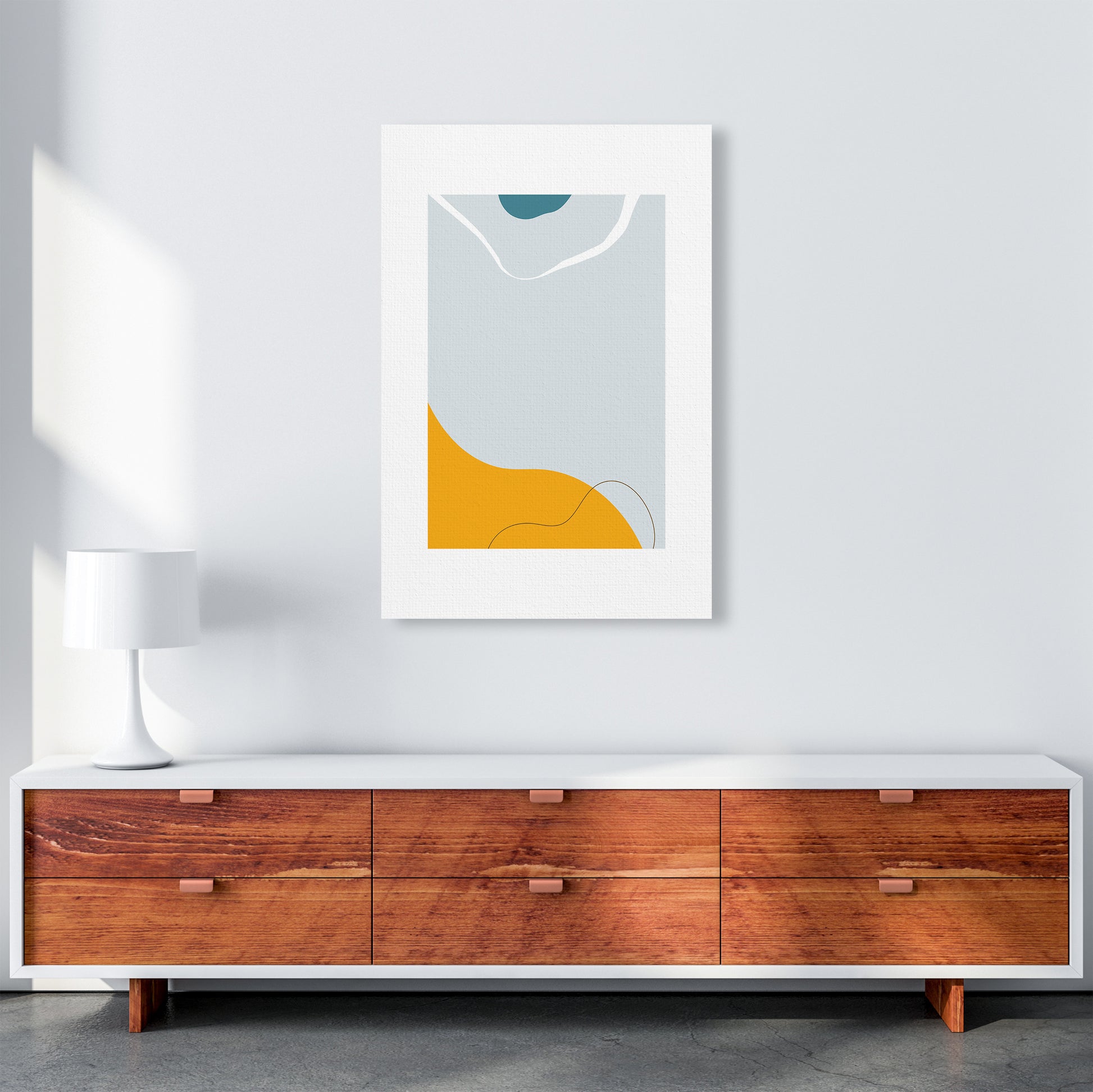 Mita Teal Abstract N21  Art Print by Pixy Paper A1 Canvas
