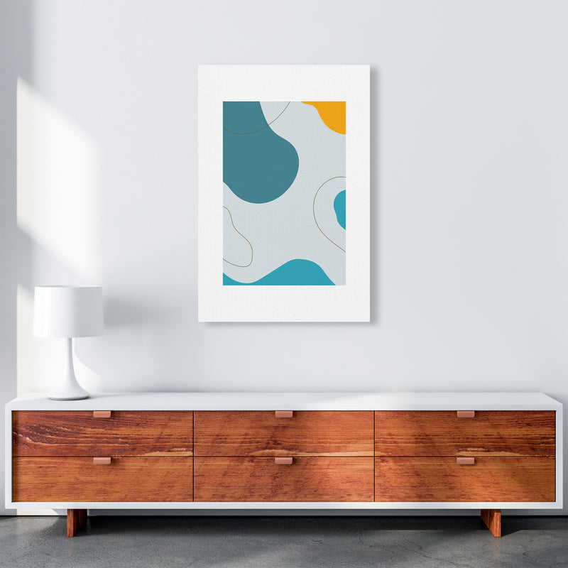 Mita Teal Abstract N16  Art Print by Pixy Paper A1 Canvas