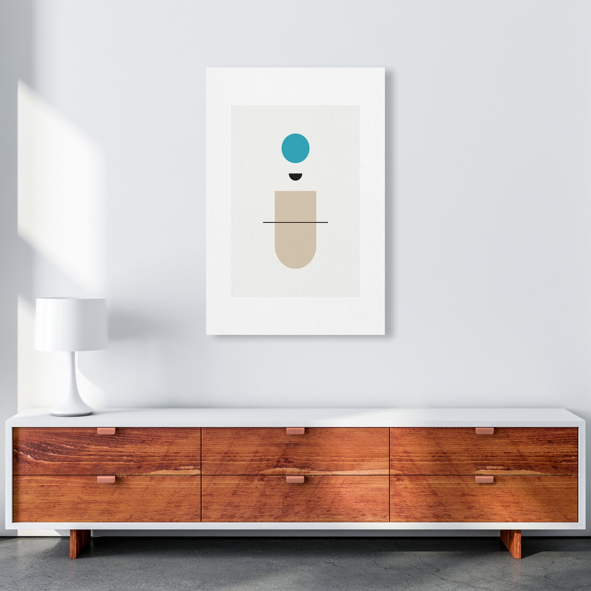 Mita Teal Abstract N1  Art Print by Pixy Paper A1 Canvas