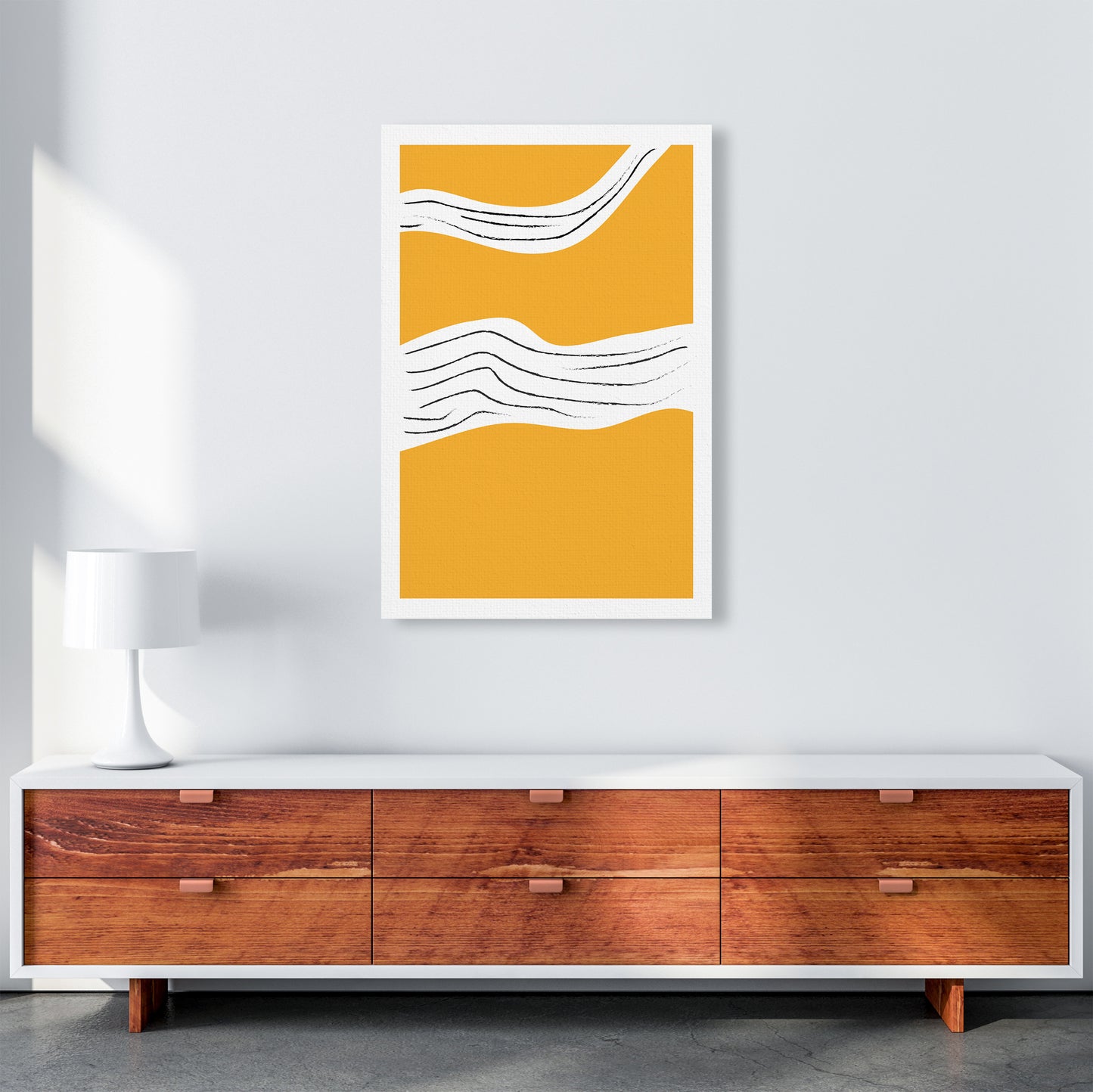 Yellow Lines Neon Funk  Art Print by Pixy Paper A1 Canvas