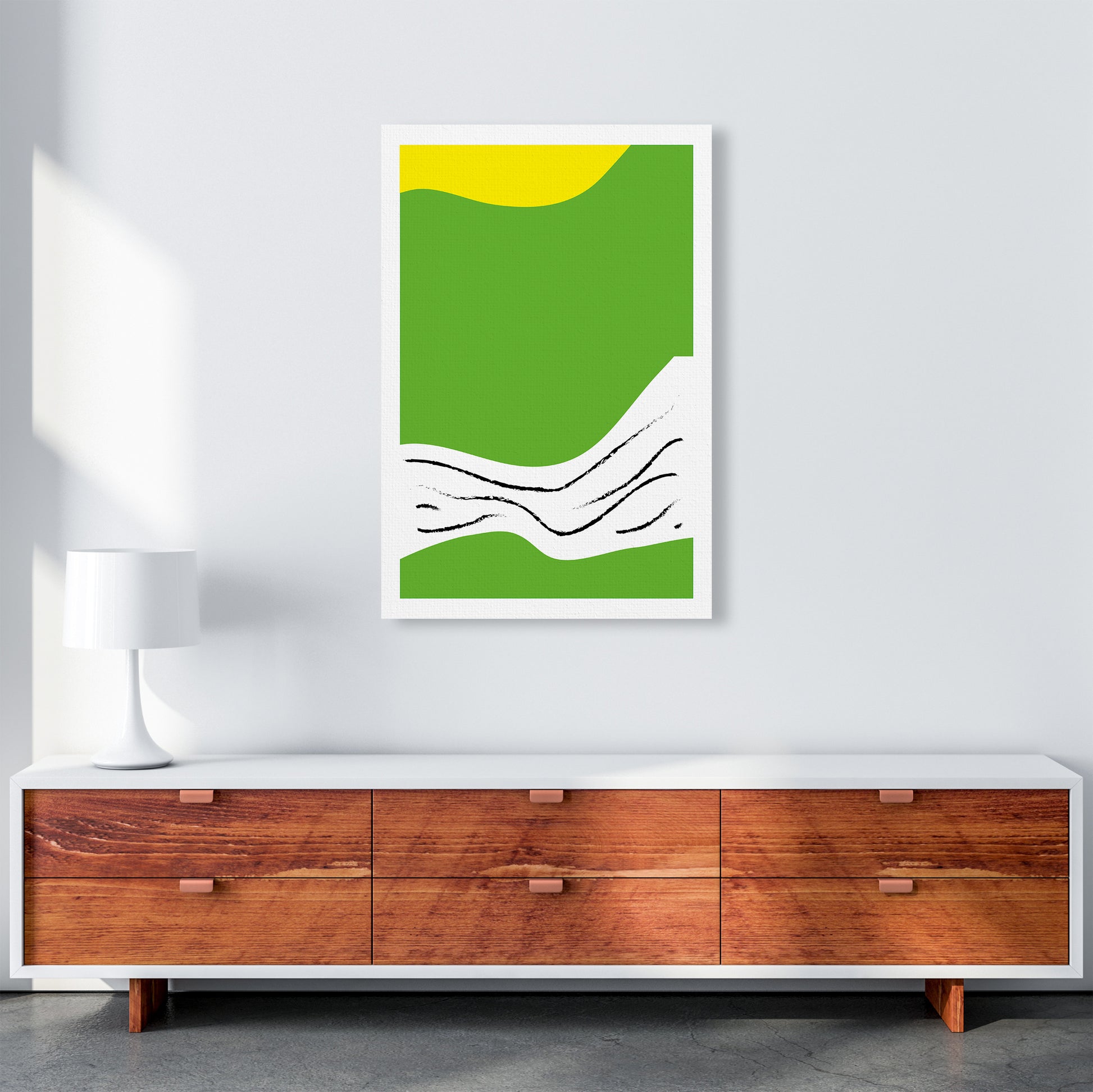 Green Lines Neon Funk  Art Print by Pixy Paper A1 Canvas