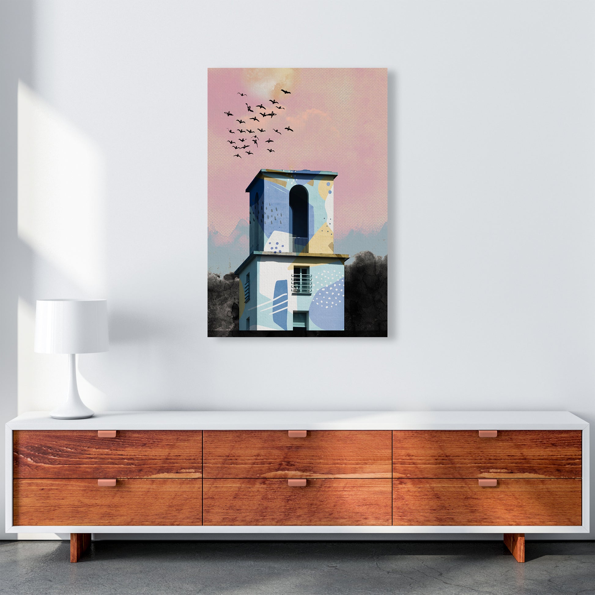 Pop Art Concrete Tower  Art Print by Pixy Paper A1 Canvas