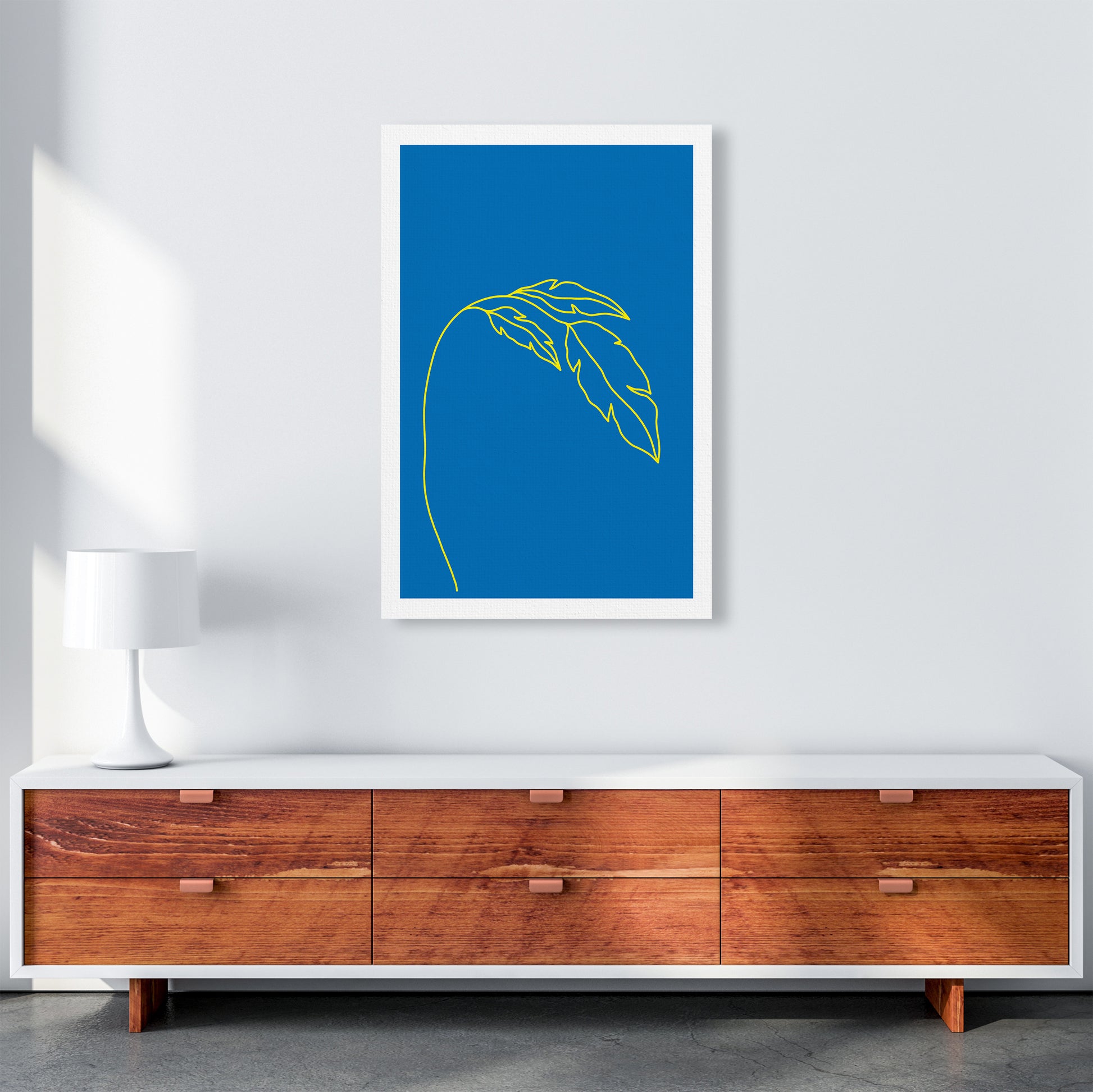 Plant Blue Neon Funk  Art Print by Pixy Paper A1 Canvas